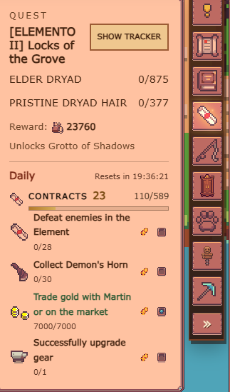 Quest and daily contract tracker in Eldvore
